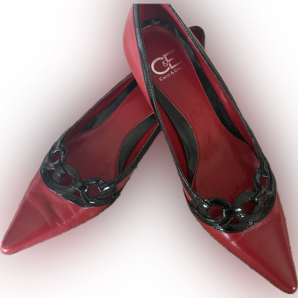 C&E Cause&Effect Chic Red Pointed Toe Heels Size 7B